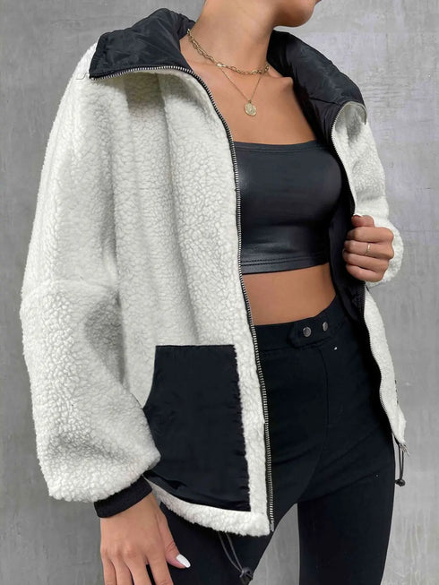 'Zelda' Collared Contrast Jacket - Celes Fashion